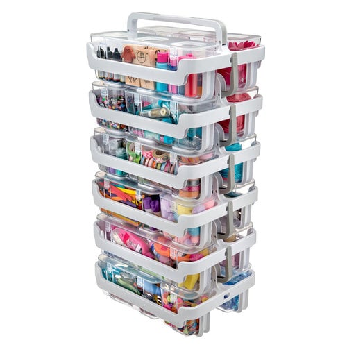 Deflecto White Caddy Organizer with Small Medium and Large Compartments