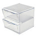 Deflecto - Stackable 2 Drawer Cube Storage Organizer