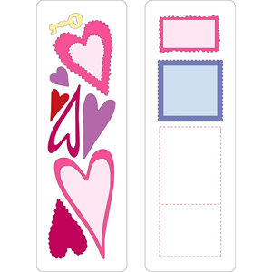 Provo Craft - Cuttlebug - Die Cut Set - 2 Die Cuts - Hearts and Stamps, CLEARANCE