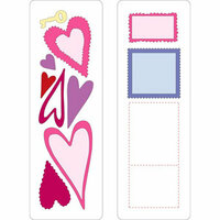 Provo Craft - Cuttlebug - Die Cut Set - 2 Die Cuts - Hearts and Stamps, CLEARANCE