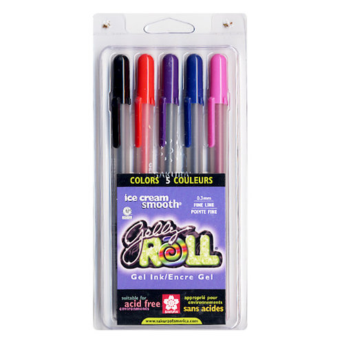 Sakura - Ice Cream Smooth Gelly Roll 5 Pen Set - Fine Line - 0.3mm