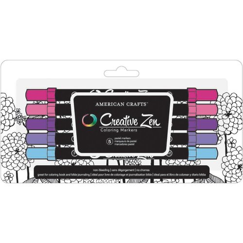 American Crafts - Creative Zen - Coloring Markers - Pastel - 5 Pack