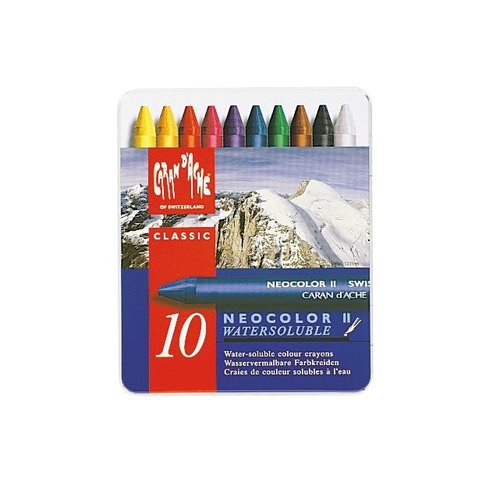 Caran D'Ache - NeoColor II - Water Soluble Crayons - Pastel - 10 Pack