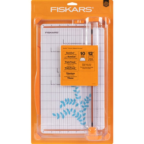 Fiskars SureCut(tm) Deluxe Craft Paper Trimmer - 12 Cut Length - Craft and  Office Paper Cutter with Grid Lines - White 