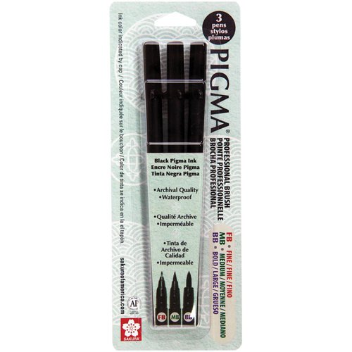 Sakura - Pigma Professional Brush Pen - 3 Pack
