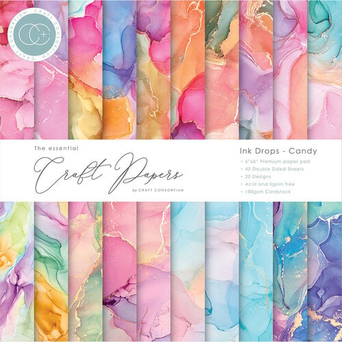 Craft Consortium - Ink Drops Collection - 6 x 6 Paper Pad - Candy