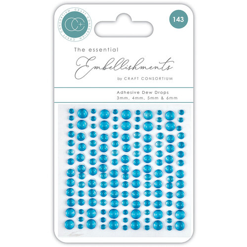 Craft Consortium - The Essential Embellishments Collection - Adhesive Dew Drops - Blue