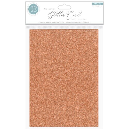 Craft Consortium - The Essential Glitter Card - Non Shedding A4 Glitter Card - Copper