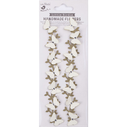 Little Birdie Crafts - Self Adhesive Embellishments - Jewel Butterfly Vine - Off White