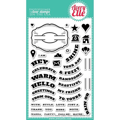 Avery Elle - Clear Acrylic Stamps - Simply Labels - Hello Friend