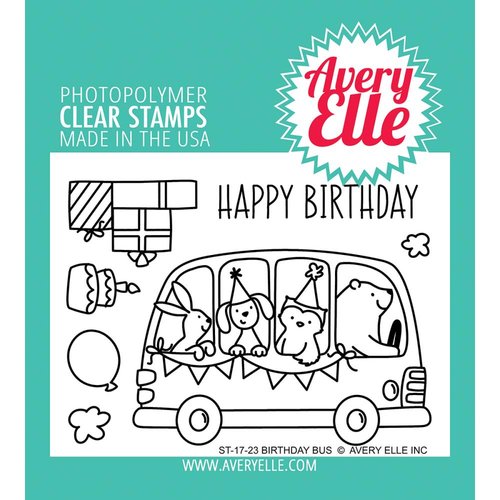 Avery Elle - Clear Photopolymer Stamps - Birthday Bus