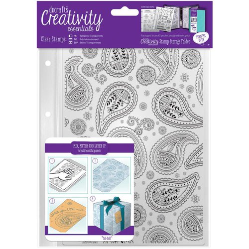 Docrafts - Creativity Essentials - Clear Acrylic Stamps - A5 - Background - Paisley