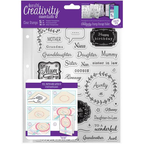 Docrafts - Creativity Essentials - Clear Acrylic Stamps - A5 - Female Family