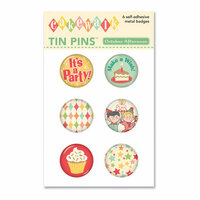 October Afternoon - Cakewalk Collection - Tin Pins - Self Adhesive Metal Badges