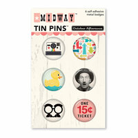October Afternoon - Midway Collection - Tin Pins - Self Adhesive Metal Badges