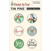October Afternoon - Under the Tree Collection - Christmas - Tin Pins - Self Adhesive Metal Badges