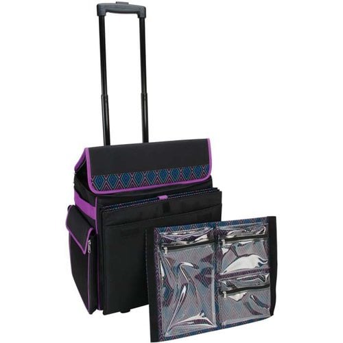 Mackinac Moon - Deluxe Rolling Tote - Black with Multi Geometric