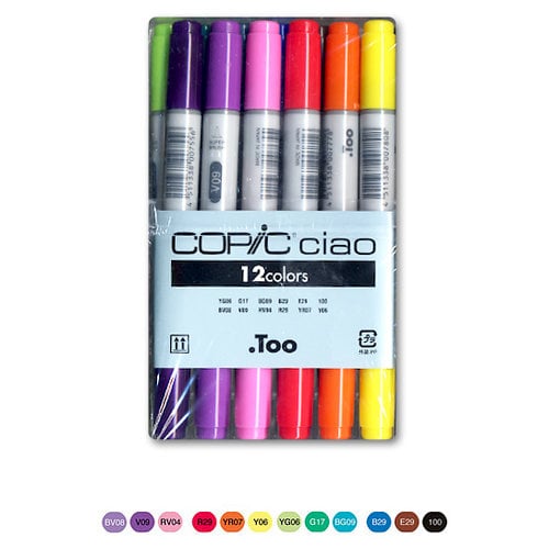 Too Corporation - Copic Ciao - Basic Dual Tip Markers - 12 Piece Set