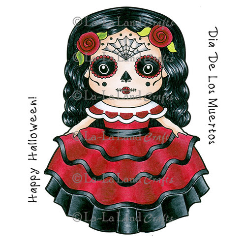 La-La Land - Halloween - Cling Mounted Rubber Stamp Set - Dia De Los Muertos Marci