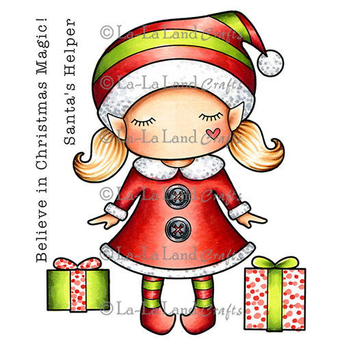 La-La Land - Cling Mounted Rubber Stamp Set - Paper Doll Marci - Christmas Elf