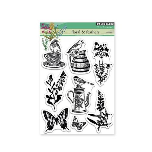 Penny Black - Clear Acrylic Stamps - Florals and Feathers