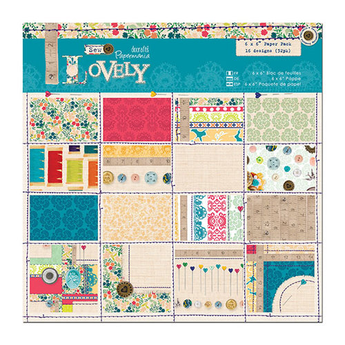 DoCrafts - Papermania - Sew Lovely Collection - 6 x 6 Paper Pack