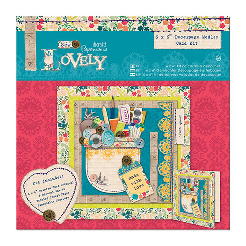 DoCrafts - Papermania - Sew Lovely Collection - 6 x 6 Card Kit - Decoupage Medley