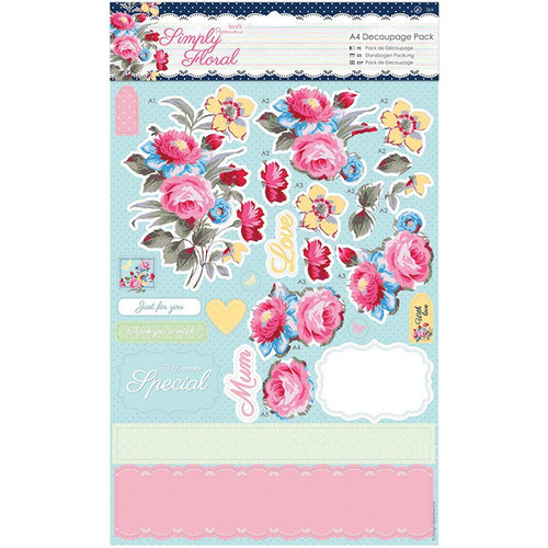 DoCrafts - Papermania - Capsule Collection - Simply Floral - A4 Decoupage Pack - Pastel Blooms