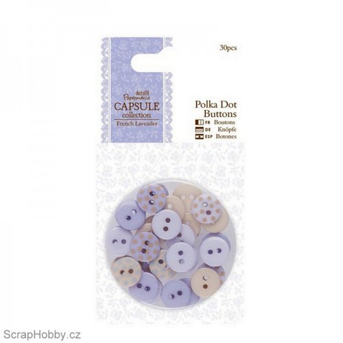 Docrafts - Papermania - Capsule Collection - French Lavender - Buttons - Polka Dot