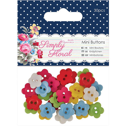 DoCrafts - Papermania - Capsule Collection - Simply Floral - Mini Flower Buttons
