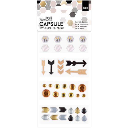 Docrafts - Papermania - Capsule Collection - Geometric Mono - Embellishments