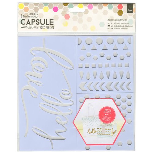 Docrafts - Papermania - Capsule Collection - Geometric Neon - Adhesive Stencils - 3 Pack