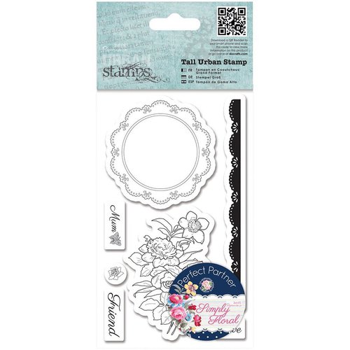 Docrafts - Papermania - Capsule Collection - Simply Floral - Tall Urban Stamps - Flower Doily