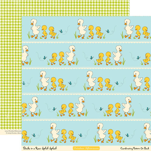 October Afternoon - Ducks In a Row Collection - 12 x 12 Double Sided Paper - Splish Splash, BRAND NEW