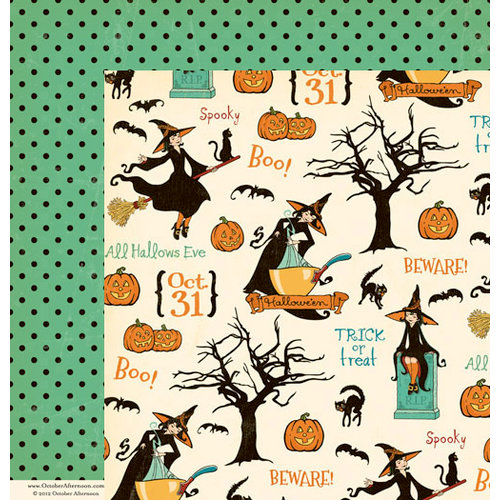 October Afternoon - Witch Hazel Collection - Halloween - 12 x 12 Double Sided Paper - Cauldron Bubble