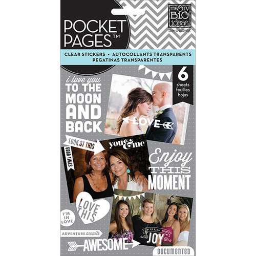 Me and My Big Ideas - Pocket Pages - Clear Stickers - 6 Sheets - Friends - White Lettering