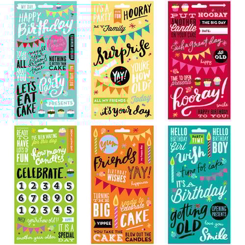 Me and My Big Ideas - MAMBI Sticks - Pocket Pages - Clear Stickers - Birthday