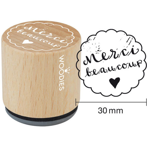 Woodies - Wood Mounted Rubber Stamp - Merci Beaucoup