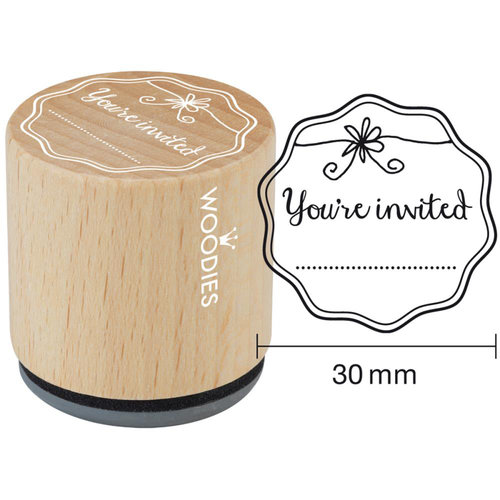 Woodies - Wood Mounted Rubber Stamp - You're Invited