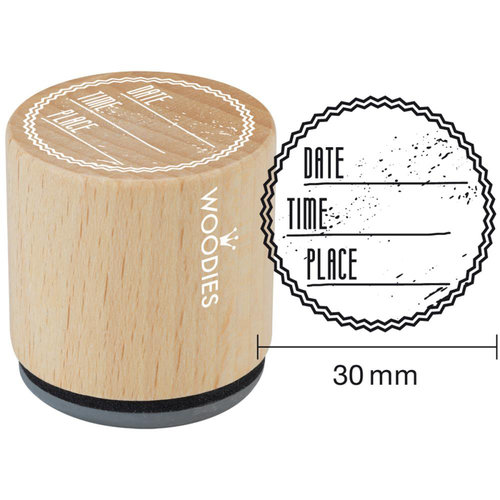 Woodies - Wood Mounted Rubber Stamp - Date Time Place