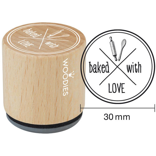 Woodies - Wood Mounted Rubber Stamp - Baked With Love