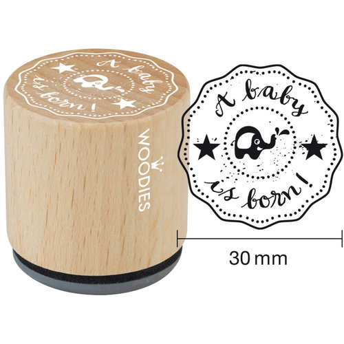 Woodies - Wood Mounted Rubber Stamp - A Baby Is Born