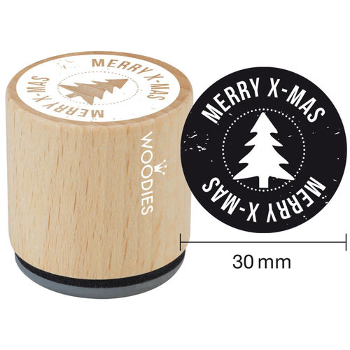 Woodies - Wood Mounted Rubber Stamp - Merry X-Mas