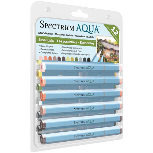 Crafter's Companion - Spectrum Noir - Aqua Markers - Essentials - 12 Pack