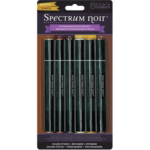 Crafter's Companion - Spectrum Noir - Alcohol Markers - Browns - 6 Pack