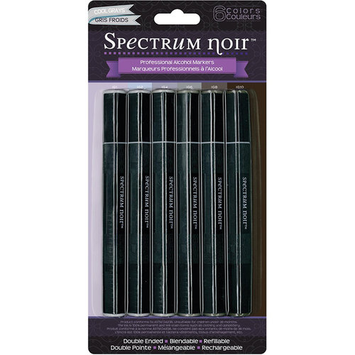 Crafter's Companion - Spectrum Noir - Alcohol Markers - Cool Grays - 6 Pack