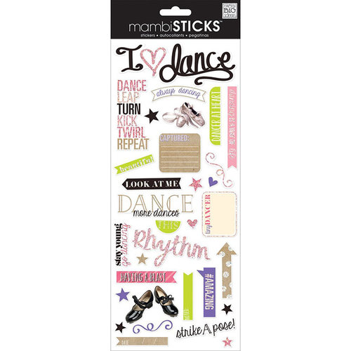Me and My Big Ideas - MAMBI Sticks - Clear Stickers with Glitter Accents - I Heart Dance