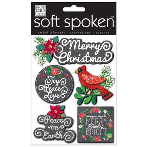 Me and My Big Ideas - Soft Spoken - Ellen Krans - 3 Dimensional Stickers with Glitter and Jewel Accents - Merry Christmas