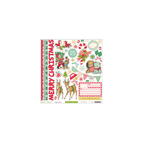 October Afternoon - Make it Merry Collection - Christmas - 12 x 12 Cardstock Stickers - Shapes