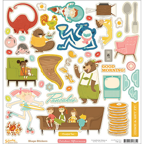 October Afternoon - Saturday Mornings Collection - 12 x 12 Cardstock Stickers - Shapes